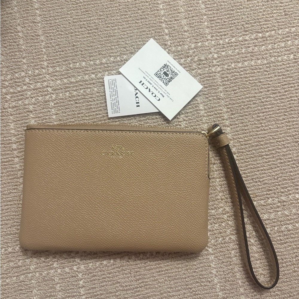 Coach Beige Wristlet with Strap